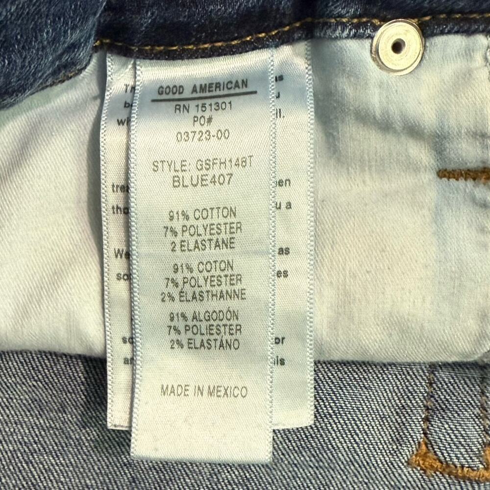 Good American Good Straight Blue407 Medium Wash Distressed Raw Hem Jeans size 18 - Picture 2 of 9